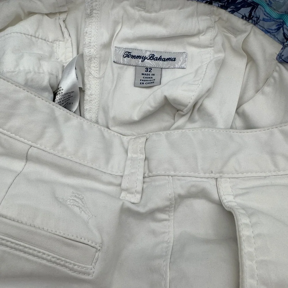 Tommy Bahama Chino Shorts Mens 32 Bone White Cotton Tencel Blend 10